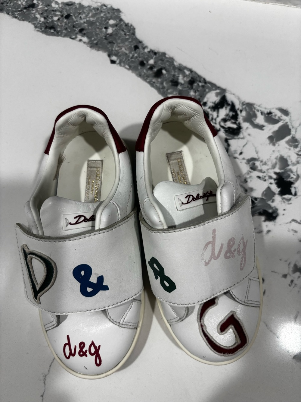 Dolce & Gabbana White Kids Leather Slip-On Sneakers size 27 or 10 toddler used
